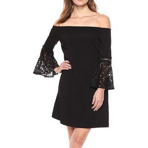 Eliza J Off the Shoulder Shift Bell Sleeve Dress